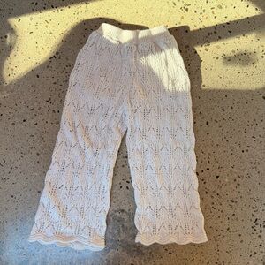 Cream Knit Crochet Pants